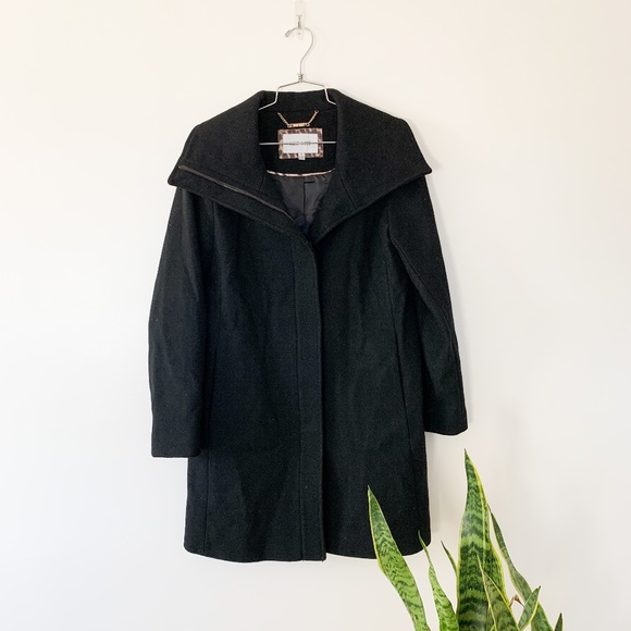 Nine West Black Knee Length Trench Coat sz S